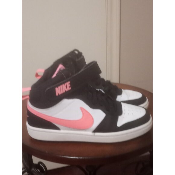Nike Court Borough 2 Mid GS Size 4Y White Sunset Pulse Black Pink Youth Shoes - Picture 1 of 13